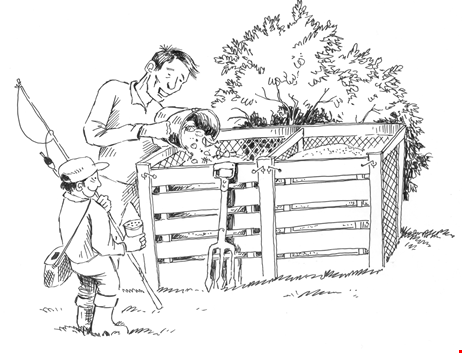Tecknad bild på en kompost